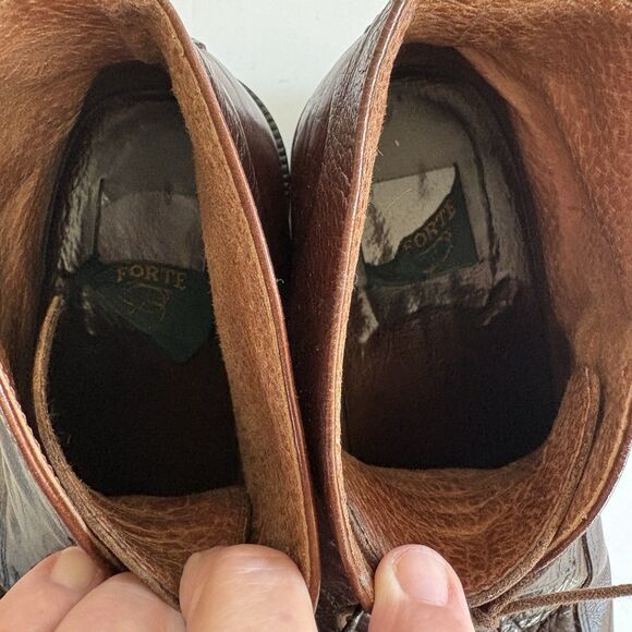 Vintage 90’s Chukka Boots Italian Leather BROWN EU Sz 44 ~ Made in Italy Lace Up main image 13